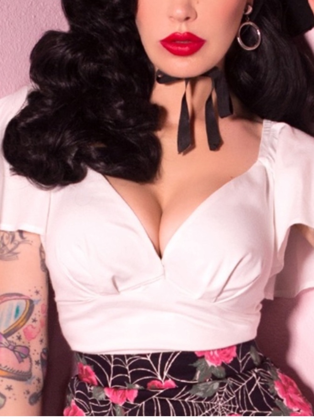 Vixen by Micheline Pitt Babydoll Top XL Ivory